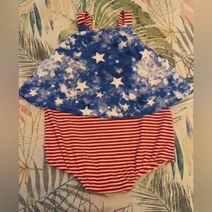 Starry Blue and Striped Red Baby onesie